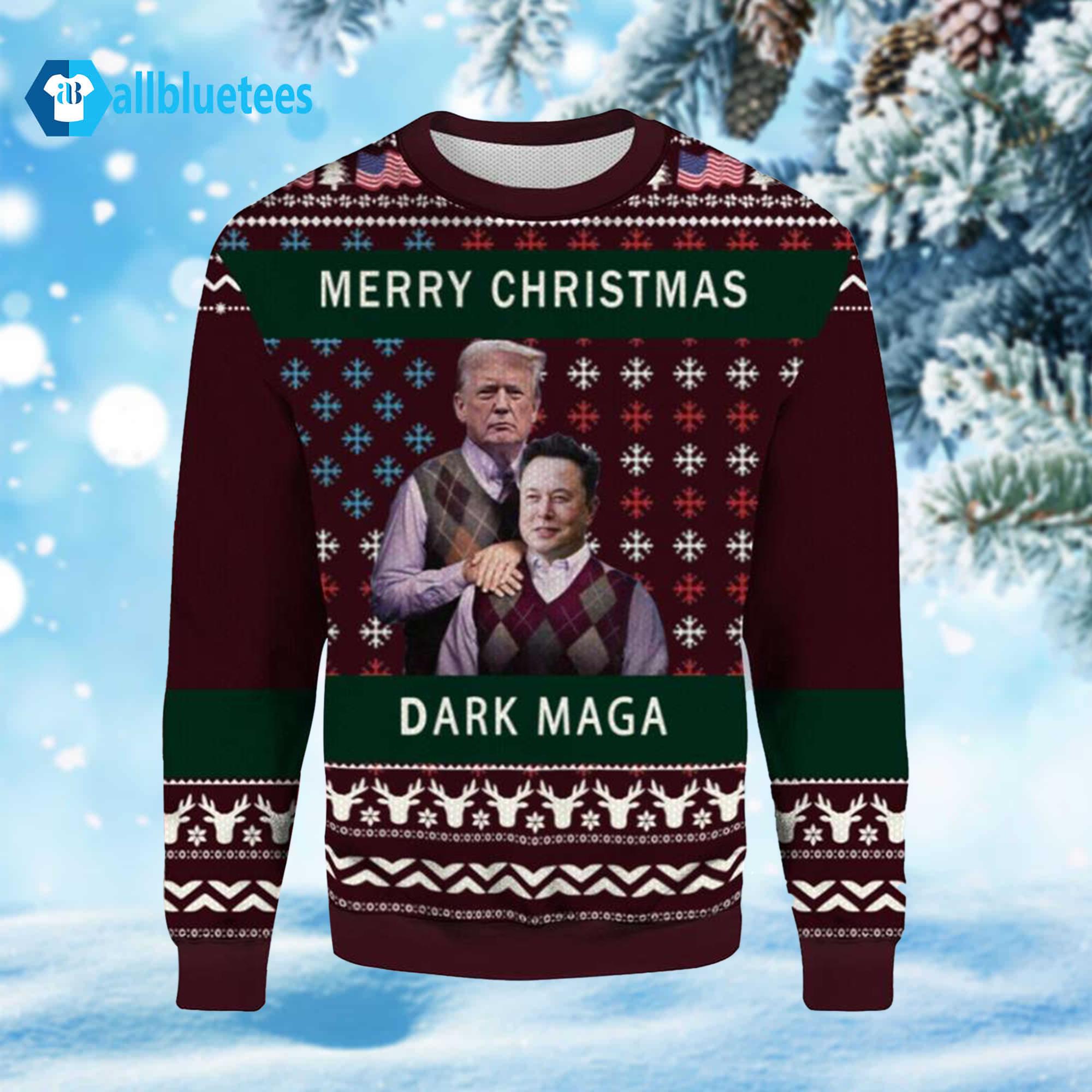 Donald Trump And Elon Musk Step Brothers Dark MAGA Ugly Christmas Sweater Donald Trump And Elon Musk Step Brothers Dark MAGA Ugly Christmas Sweater