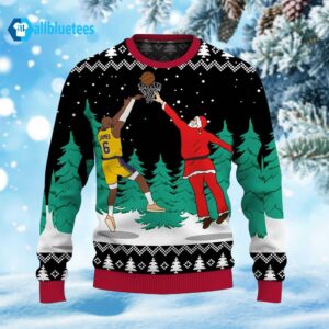 Santa And LeBron James Ugly Christmas Sweater