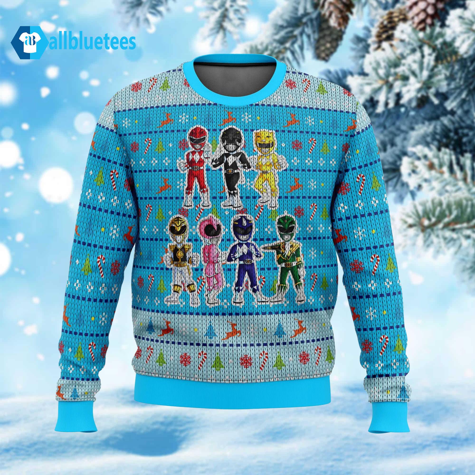 Chibis Power Rangers Ugly Christmas Sweater Chibis Power Rangers Ugly Christmas Sweater