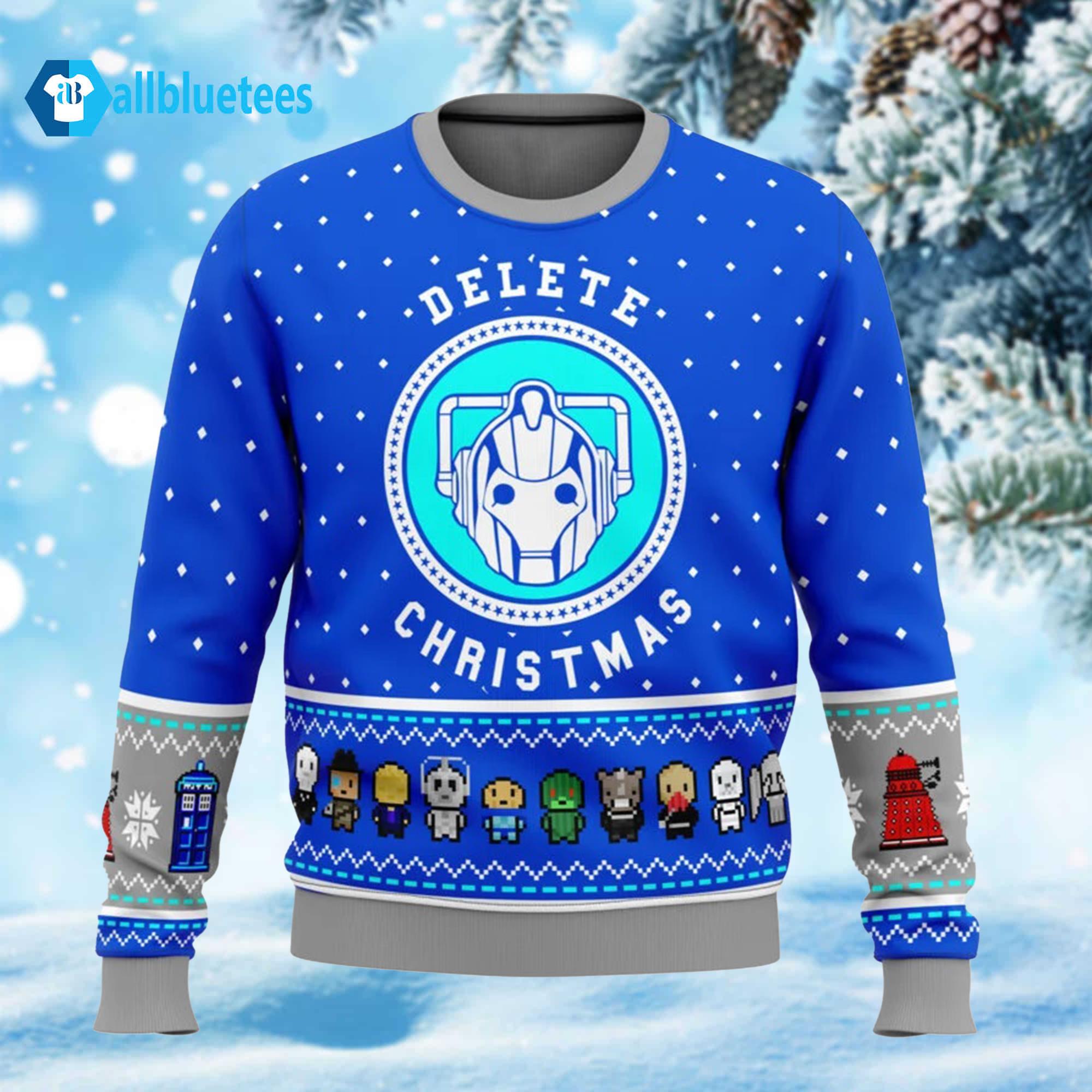 Dr Who Dalek Delete Christmas Ugly Christmas Sweater Dr Who Dalek Delete Christmas Ugly Christmas Sweater