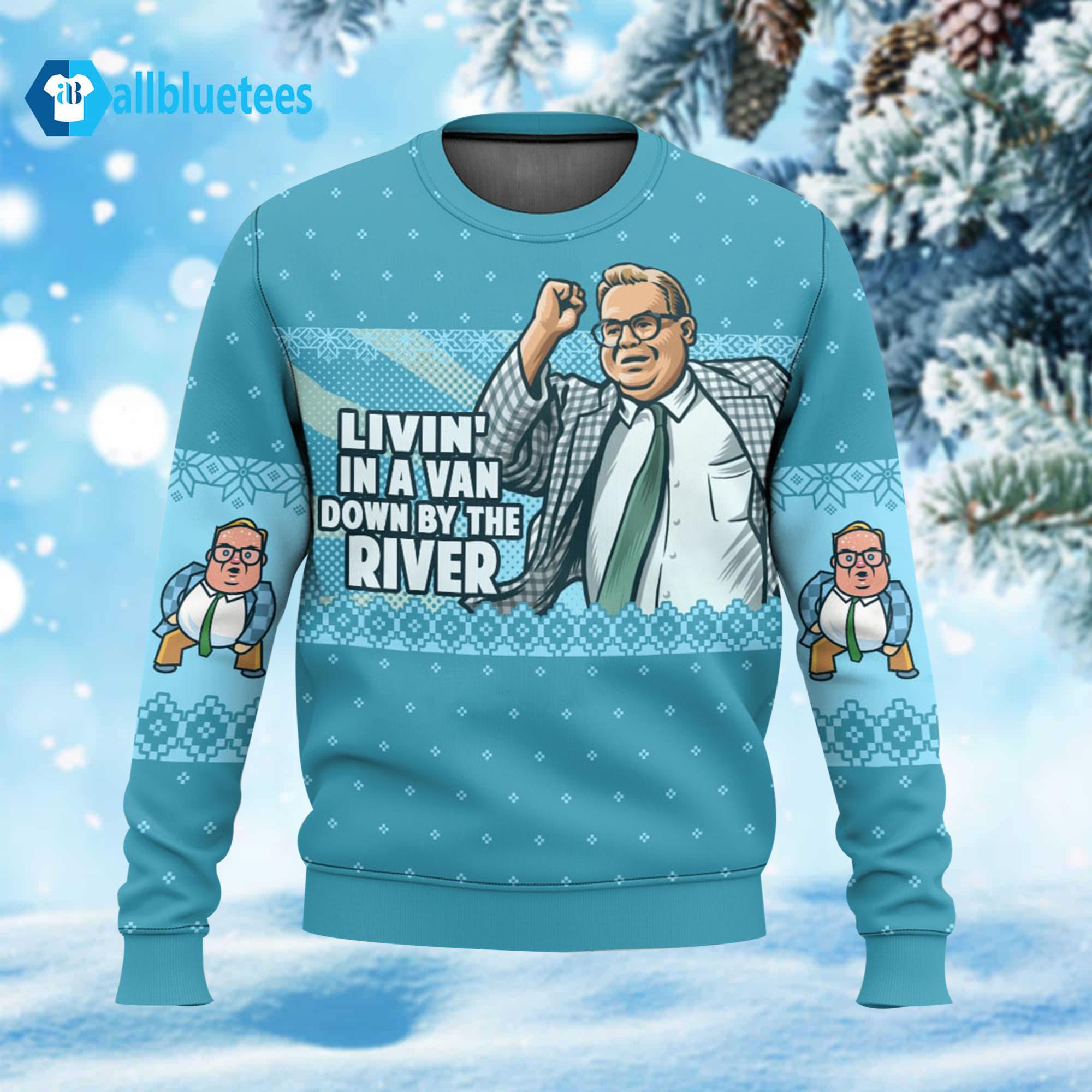 Matt Foley Livin’ In A Van Down By The River Ugly Christmas Sweater Matt Foley Livin’ In A Van Down By The River Ugly Christmas Sweater