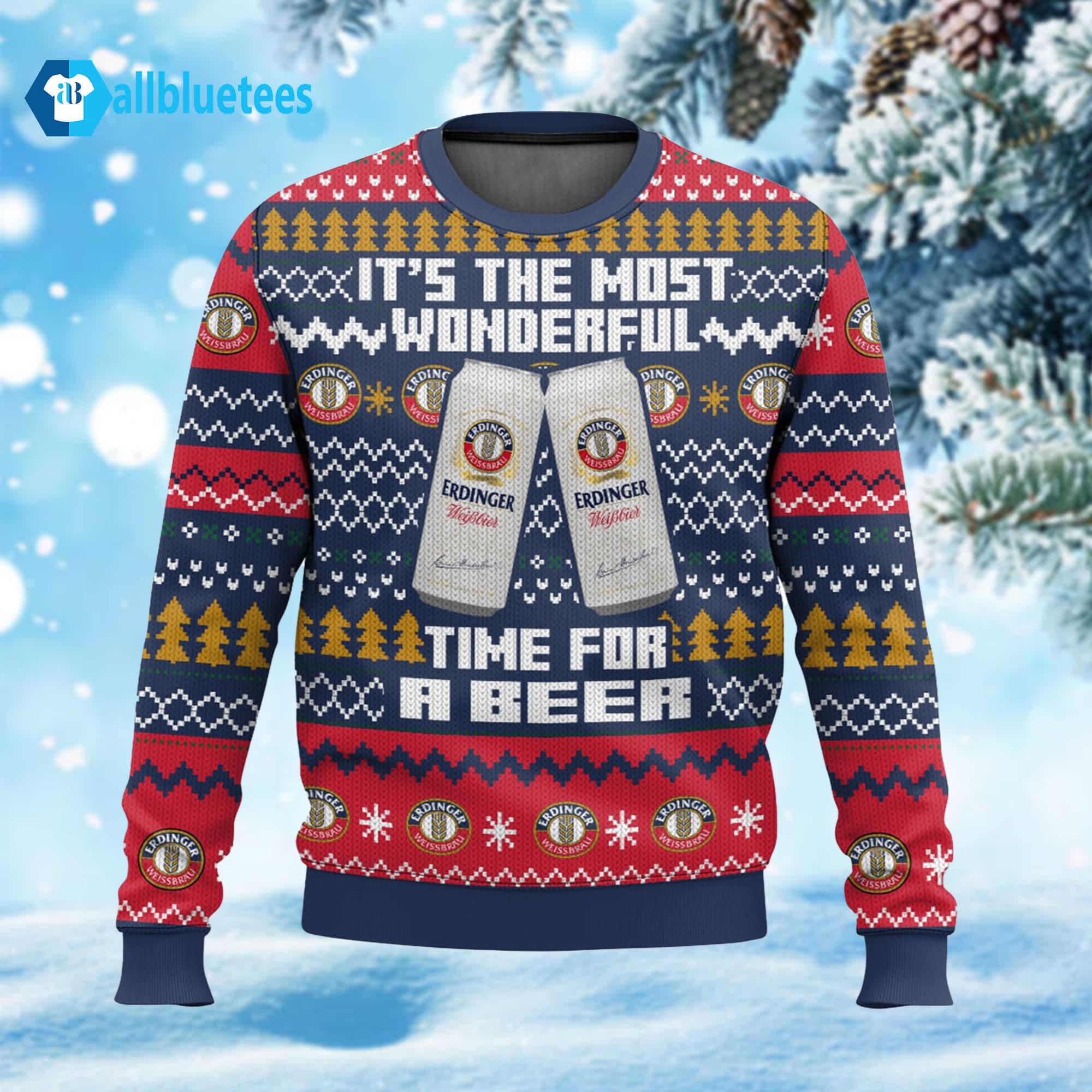It’s The Most Wonderful Time For A Beer Erdinger Ugly Christmas Sweater It’s The Most Wonderful Time For A Beer Erdinger Ugly Christmas Sweater