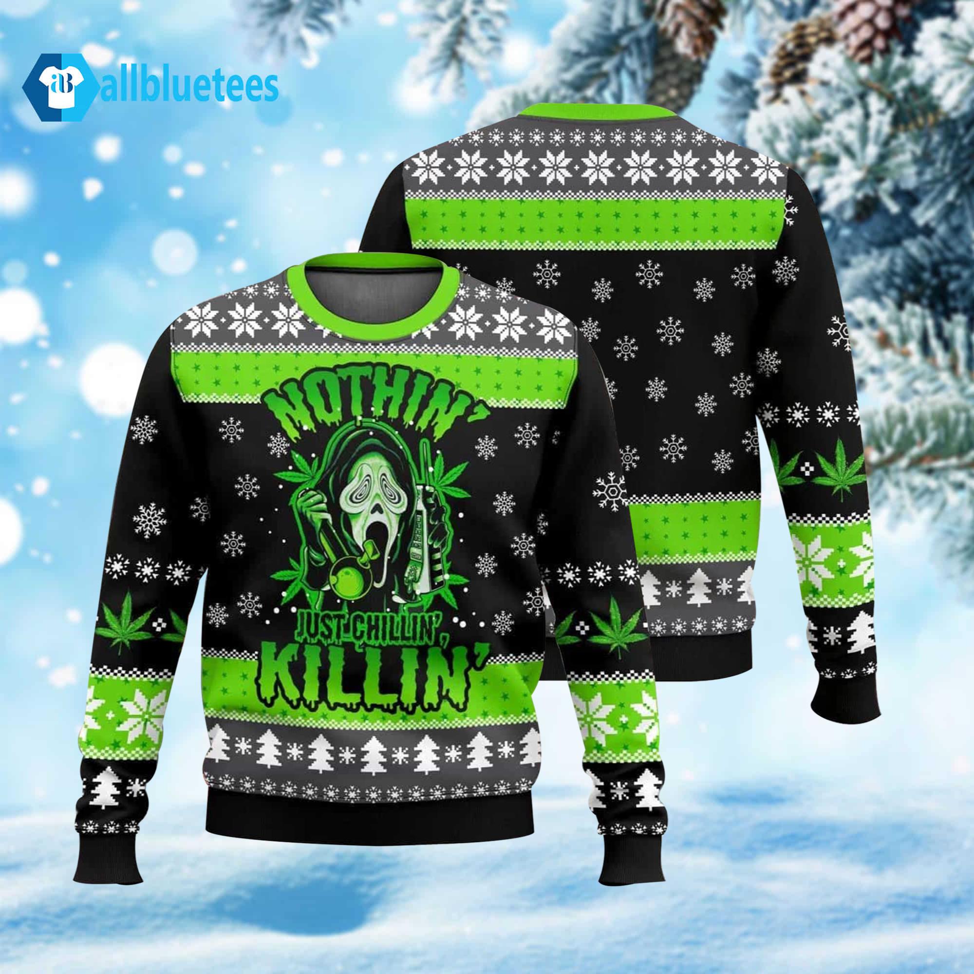 Scream Nothin’ Just Chillin’ Killin’ Ugly Christmas Sweater Scream Nothin’ Just Chillin’ Killin’ Ugly Christmas Sweater
