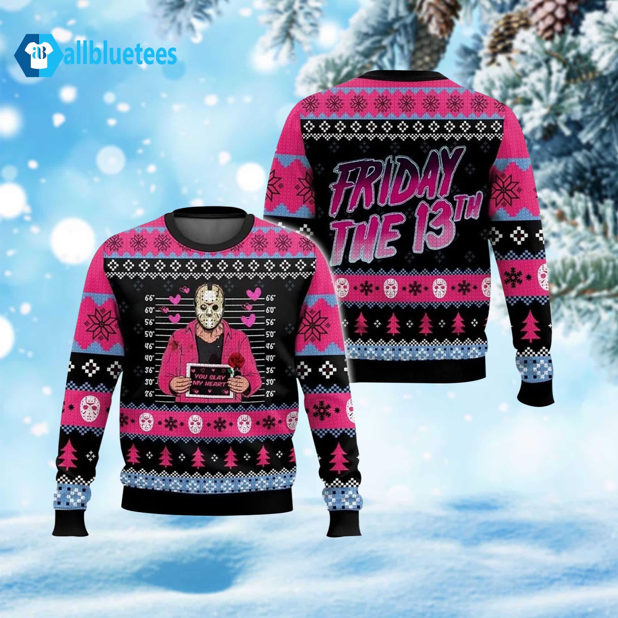 Jason Voorhees You Slay My Heart Ugly Christmas Sweater Jason Voorhees You Slay My Heart Ugly Christmas Sweater