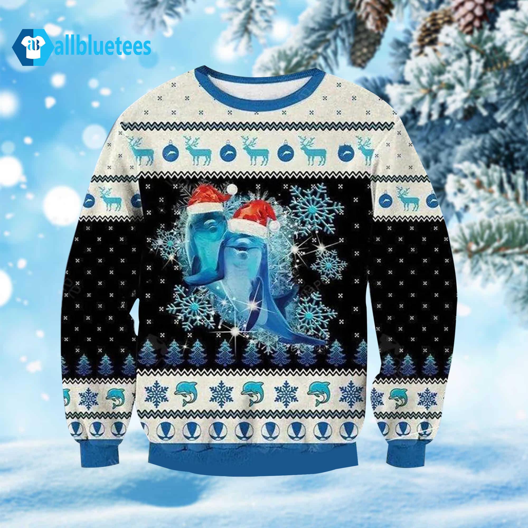 Dolphin With Snowflakes Ugly Christmas Sweater Dolphin With Snowflakes Ugly Christmas Sweater
