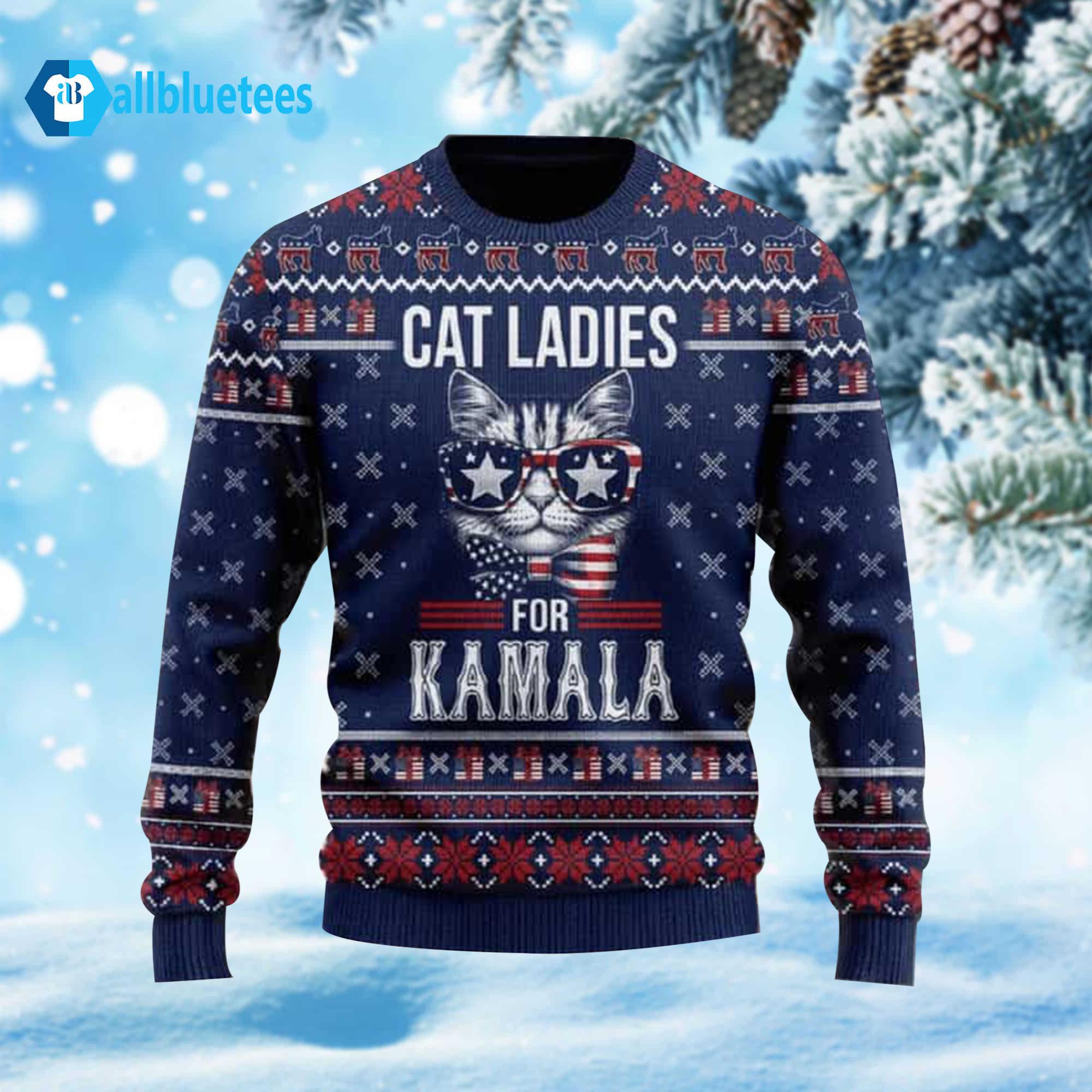 Cat Ladies For Kamala Ugly Christmas Sweater Cat Ladies For Kamala Ugly Christmas Sweater