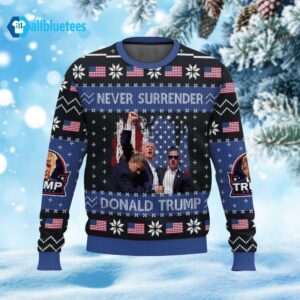 Donald Trump Never Surrender Ugly Christmas Sweater