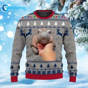 Moo Deng Bouncy Pig Ugly Christmas Sweater