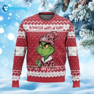 Budweiser Makes Me Happy Ugly Sweater