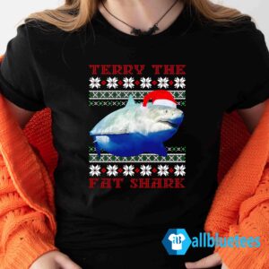 Terry The Fat Shark Christmas Sweater Lady T Shirt black L500.jpg
