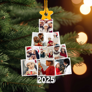 Custom Photo Family Tree Christmas – Personalized Custom Shaped Acrylic Ornament – Christmas Gift For Family Members