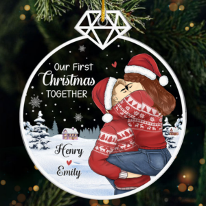 Our First Christmas Together – Personalized Custom Shaped Acrylic Ornament – Christmas Gift For Couple, Husband, Wife