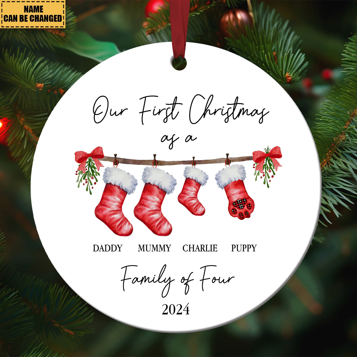 First Christmas as a Family Of Five With Pet – Personalized Ceramic Ornament – Babies First Christmas Gifts First Christmas as a Family Of Five With Pet – Personalized Ceramic Ornament – Babies First Christmas Gifts