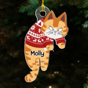 Hanging Cats – Custom Shaped Acrylic Ornament – Christmas Gift for Cat Lovers, Pet Lovers, Cat Mom, Cat Dad