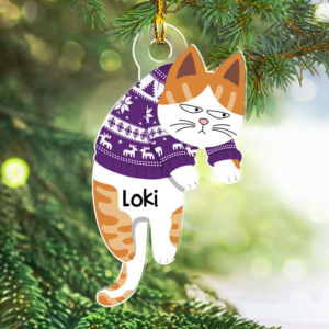 Hanging Cats - Custom Shaped Acrylic Ornament - Christmas Gift for Cat Lovers, Pet Lovers, Cat Mom, Cat Dad 1 HangingCats4.png