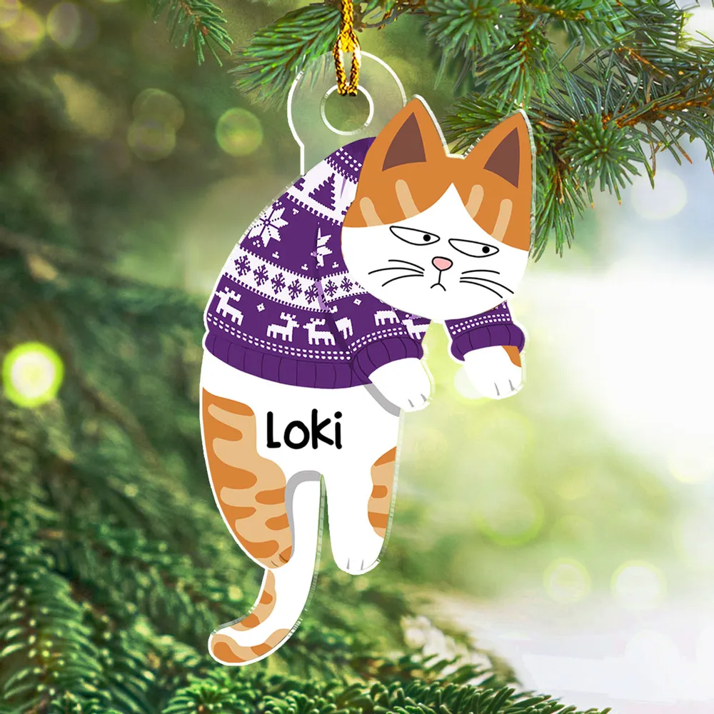 Hanging Cats – Custom Shaped Acrylic Ornament – Christmas Gift for Cat Lovers, Pet Lovers, Cat Mom, Cat Dad Hanging Cats – Custom Shaped Acrylic Ornament – Christmas Gift for Cat Lovers, Pet Lovers, Cat Mom, Cat Dad