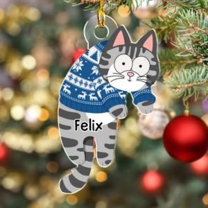 Hanging Cats - Custom Shaped Acrylic Ornament - Christmas Gift for Cat Lovers, Pet Lovers, Cat Mom, Cat Dad 3 HangingCats2.png
