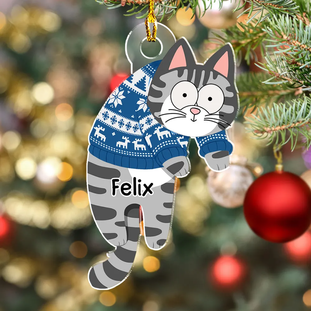 Hanging Cats – Custom Shaped Acrylic Ornament – Christmas Gift for Cat Lovers, Pet Lovers, Cat Mom, Cat Dad Hanging Cats – Custom Shaped Acrylic Ornament – Christmas Gift for Cat Lovers, Pet Lovers, Cat Mom, Cat Dad