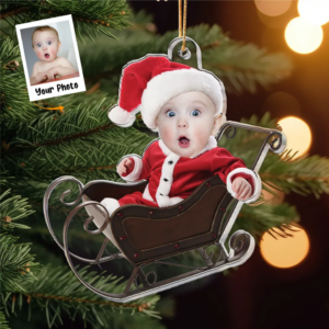 Custom Photo Adorable Newborn Baby – Personalized Custom Shaped Acrylic Ornament – Babies 1st Christmas Gifts