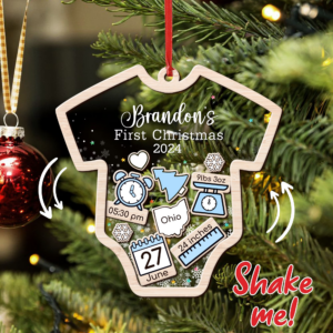 Custom Baby’s First Christmas 2025 – Personalized Shaker Ornament – Customized Baby Name, New 1st Baby Gift, Baby Keepsake, 4D Shake Babies Ornament