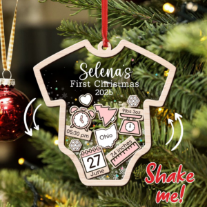 Custom Baby's First Christmas 2025 - Personalized Shaker Ornament - Customized Baby Name, New 1st Baby Gift, Baby Keepsake, 4D Shake Babies Ornament 8 MockXmasBabyGirl2025.png