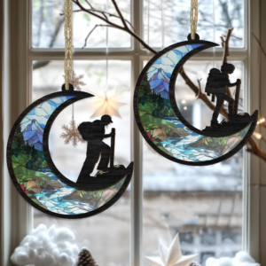 Hiker Ornament – Personalized Window Hanging Suncatcher Ornament – Gift for Men Women, Hiking Lovers, Hiker Christmas Gift, Travel Gift