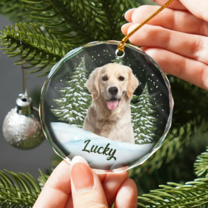 Custom Photo Pet Face - Christmas Gift For Dog Lovers, Cat Lovers, Pet Lovers, Pet Memorial - Personalized Circle Glass Ornament 2 310Mock3.png