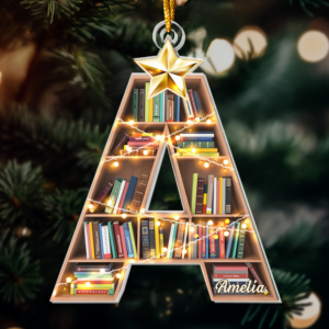 Christmas Booklovers Ornaments Custom Letter Name - Personalized Custom Shaped Acrylic Ornament - Christmas Gift For Book Lovers, Librarian 1 Christmas Booklovers Ornaments C 1.png