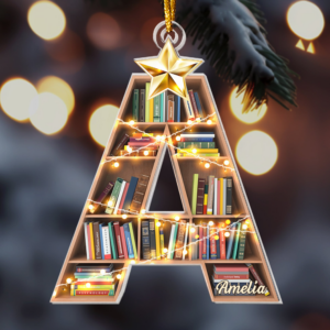 Christmas Booklovers Ornaments Custom Letter Name - Personalized Custom Shaped Acrylic Ornament - Christmas Gift For Book Lovers, Librarian 2 Christmas Booklovers Ornaments C.png