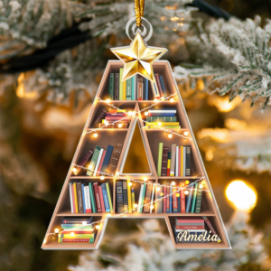 Christmas Booklovers Ornaments Custom Letter Name - Personalized Custom Shaped Acrylic Ornament - Christmas Gift For Book Lovers, Librarian 3 Christmas Booklovers Ornaments C 4.png