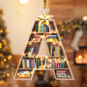 Christmas Booklovers Ornaments Custom Letter Name - Personalized Custom Shaped Acrylic Ornament - Christmas Gift For Book Lovers, Librarian 4 Christmas Booklovers Ornaments C 3.png