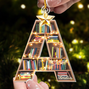 Christmas Booklovers Ornaments Custom Letter Name - Personalized Custom Shaped Acrylic Ornament - Christmas Gift For Book Lovers, Librarian 5 Christmas Booklovers Ornaments C 2.png