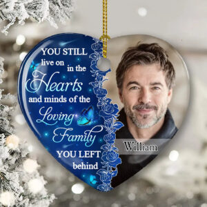 Hearts And Minds – Personalized Heart Ceramic Ornament – Memorial Sympathy Gift for Family Members Grandma, Grandpa, Dad, Mom