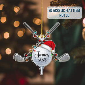 Golf Ball Christmas Ornament – Personalized Custom Shaped Acrylic Ornament – Christmas Gift For Golfers, Golf Lovers