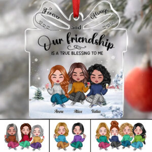 Our Friendship is a True Blessing to me – Personalized Custom Shaped Acrylic Ornament – Gift For Him/Her, Besties, Friends, Sister/Brother