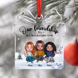 Our Friendship is a True Blessing to me - Personalized Custom Shaped Acrylic Ornament - Gift For Him/Her, Besties, Friends, Sister/Brother 2 besties our friendship is a true 2.jpg