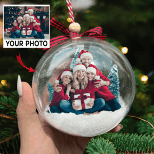 Custom Photo Christmas Bauble Tree Decoration – Personalized Ball Ornament – Gifts Idea for Family, for Her, Him