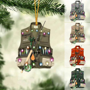 Fishing Vest – Personalized Christmas Gifts Custom Acrylic Ornament for Him, for Dad, Fishing Lovers