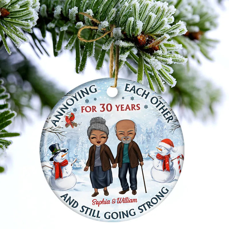 Couple Annoying Each Other – Personalized Circle Ceramic Ornament – Christmas Gift For Couple, Husband, Wife Couple Annoying Each Other – Personalized Circle Ceramic Ornament – Christmas Gift For Couple, Husband, Wife