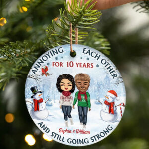 Couple Annoying Each Other - Personalized Circle Ceramic Ornament - Christmas Gift For Couple, Husband, Wife 2 TN520 ELE1210 Mockup 1 2000x 6439436e 0afe 4f3b 8d5f 4ef45d59ca53.jpg