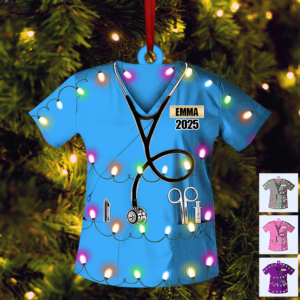 Personalized Nurse Uniform Christmas Ornament – Custom Shaped Ornament Acrylic – Christmas Gift for Nurse, CNA, Healthcare, Registered RN