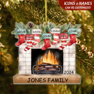 Personalized Christmas Stockings On Fireplace Custom Name Ornament - Family Christmas Stocking Ornament, Christmas Gift, Christmas Ornaments, Family Christmas Decoration 4 Media 2 5c03915e d2ec 4e5b 8e9f 1ae37970cef3.jpg