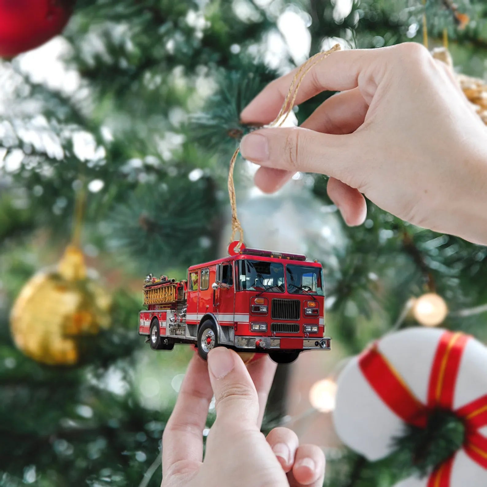 Custom Fire Truck Ornament – Personalized Photo Gift for Firefighter, Paramedic | Christmas Decoration Custom Fire Truck Ornament – Personalized Photo Gift for Firefighter, Paramedic | Christmas Decoration