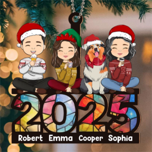 Family Sitting 2025 – Personalized Custom Suncatcher Ornament – Christmas For Family Members