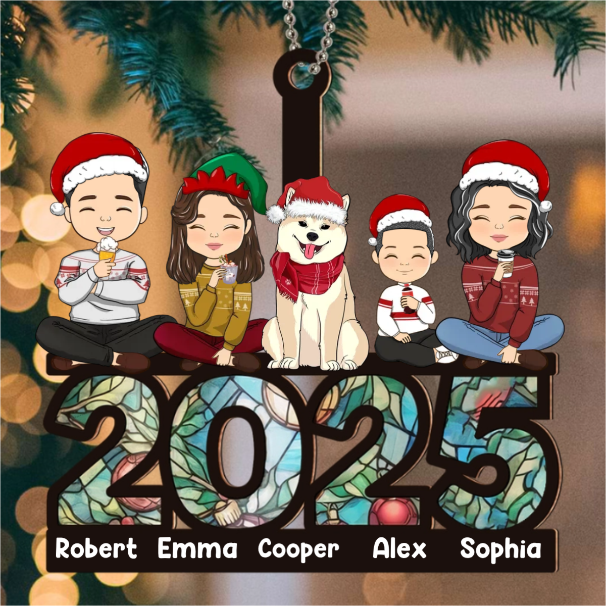 Family Sitting 2025 – Personalized Custom Suncatcher Ornament – Christmas For Family Members Family Sitting 2025 – Personalized Custom Suncatcher Ornament – Christmas For Family Members