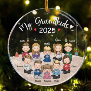 My Grandkids – Personalized Circle Acrylic Ornament – Christmas Gift For Grandma/Nana/Mimi, Mom, Wife, Grandparent