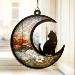 Personalized Cat Window Hanging Suncatcher Ornament – Gift for Cat Owner, Cat Lovers, Cat Mom, Cat Dad