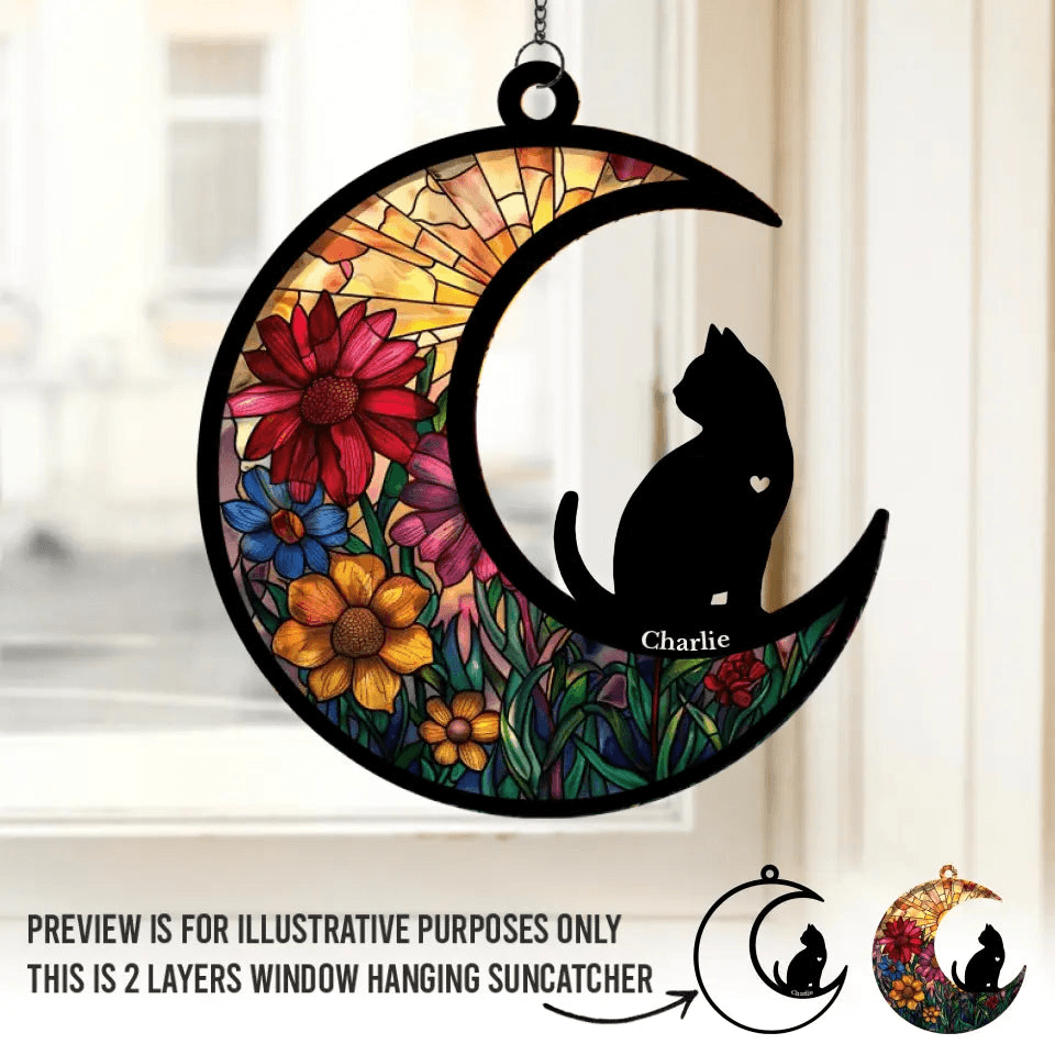 Personalized Cat Window Hanging Suncatcher Ornament – Gift for Cat Owner, Cat Lovers, Cat Mom, Cat Dad Personalized Cat Window Hanging Suncatcher Ornament – Gift for Cat Owner, Cat Lovers, Cat Mom, Cat Dad