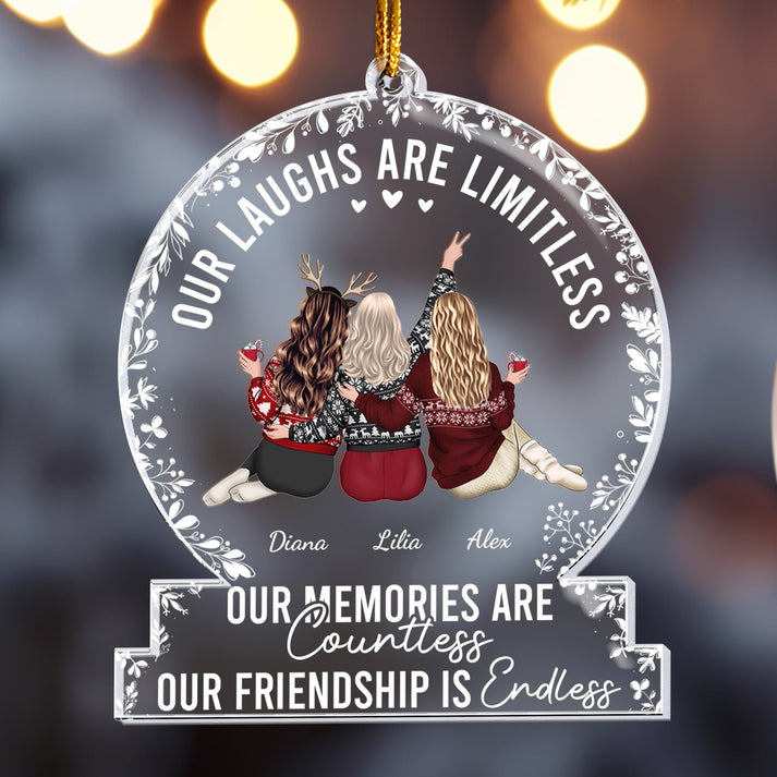 Our Laughs Are Limitless – Personalized Custom Shaped Acrylic Ornament – Gift For Him/Her, Besties, Friends, Sister/Brother Our Laughs Are Limitless – Personalized Custom Shaped Acrylic Ornament – Gift For Him/Her, Besties, Friends, Sister/Brother