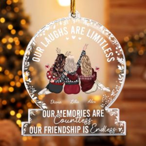 Our Laughs Are Limitless - Personalized Custom Shaped Acrylic Ornament - Gift For Him/Her, Besties, Friends, Sister/Brother 3 Best Friends Are Hard To Find Fr 3.png